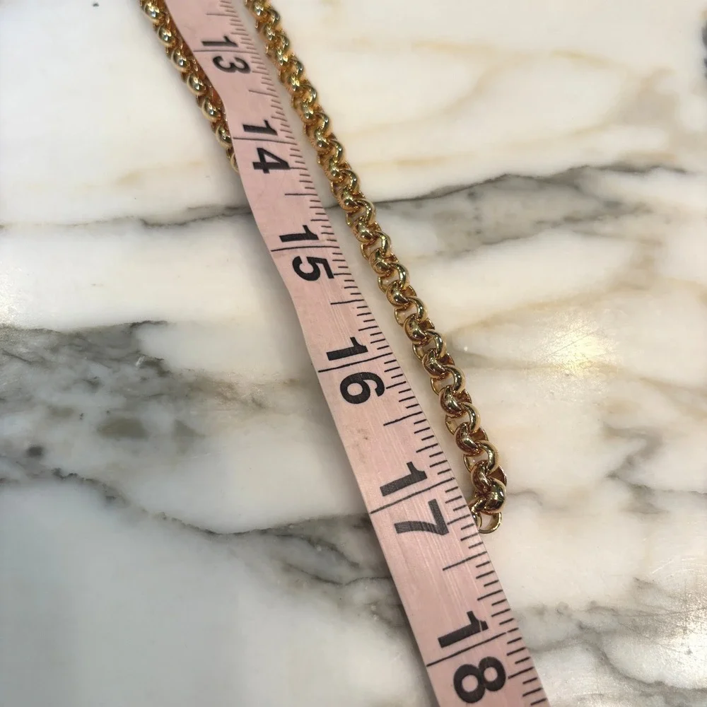 Monet Vintage Polished Gold Tone Thick Long Rolo Chain Necklace 17.5